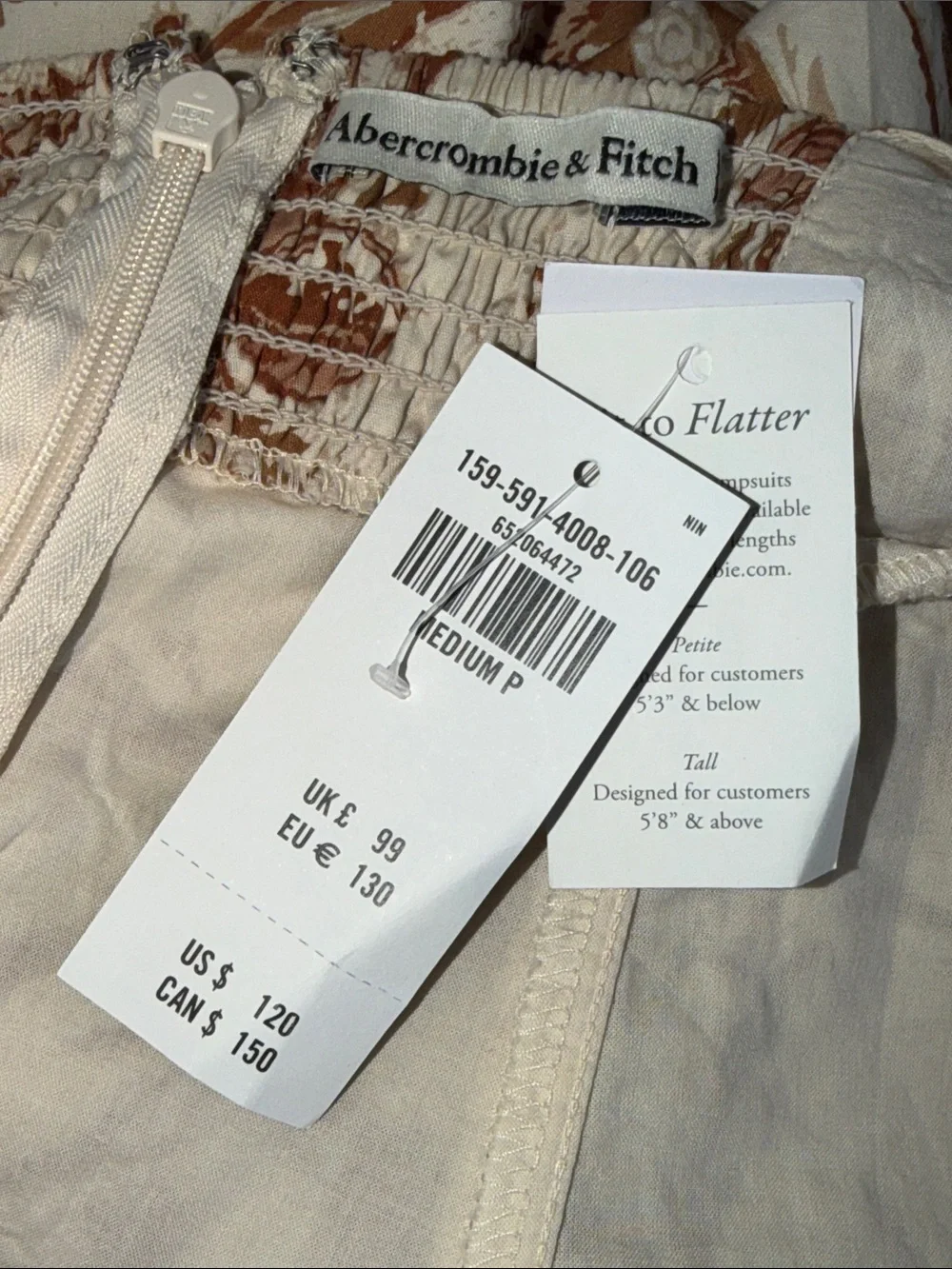 Abercrombie & Fitch Cream Maxi Dress with Brown Floral Print